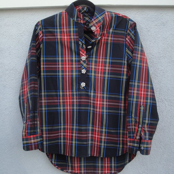 J Crew Blouse Jeweled Buttons Popover Size 2 AE888 - Picture 4 of 7